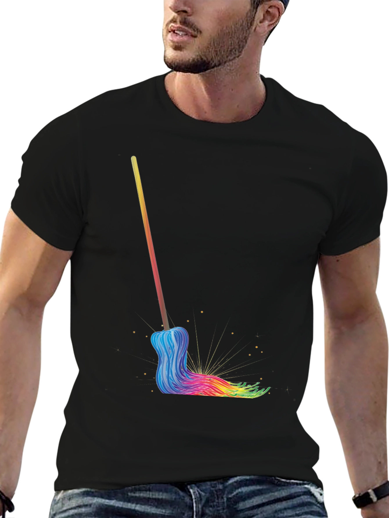 Rainbow Mop Graphic T-Shirt