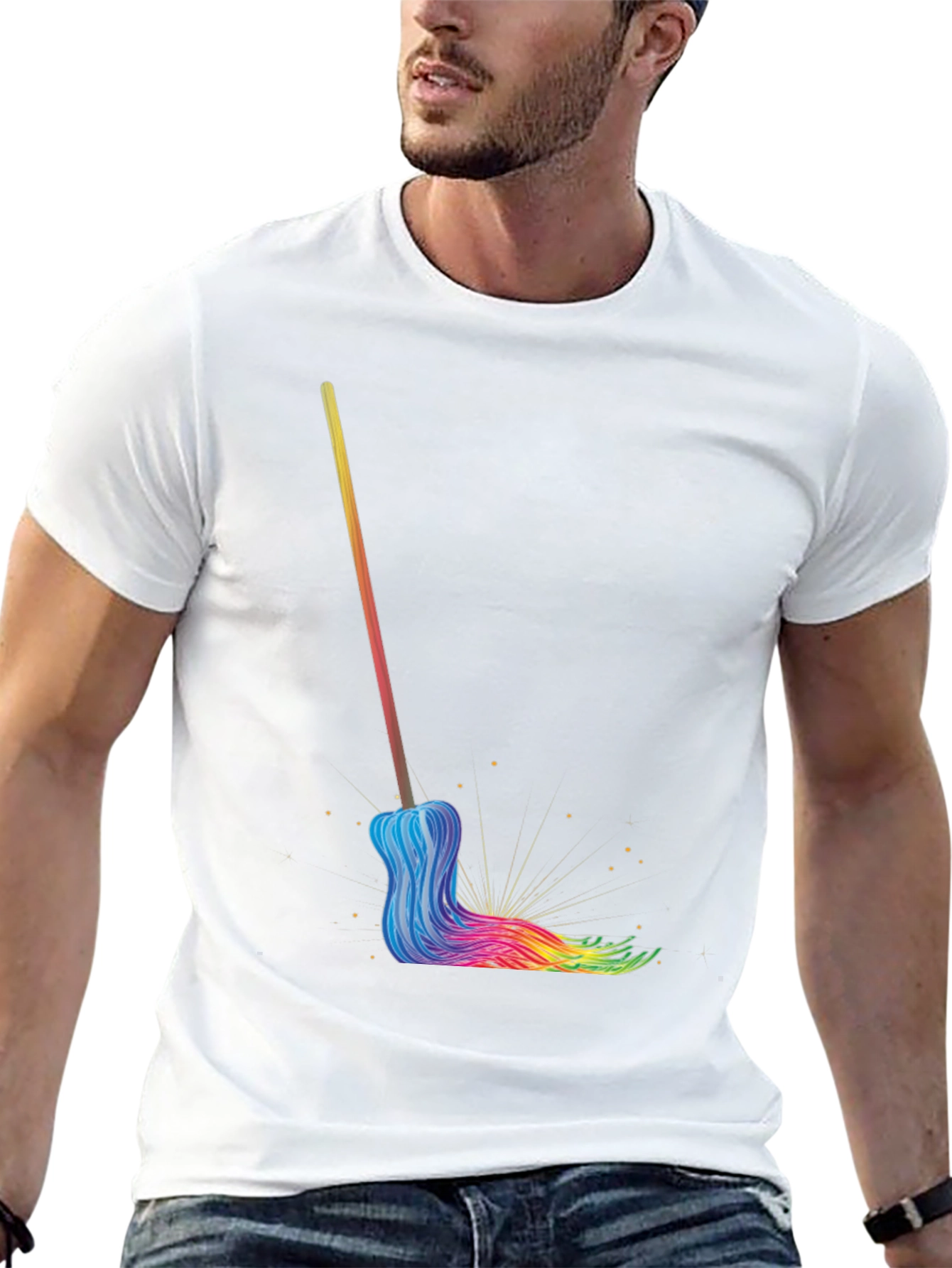 Rainbow Mop Graphic T-Shirt