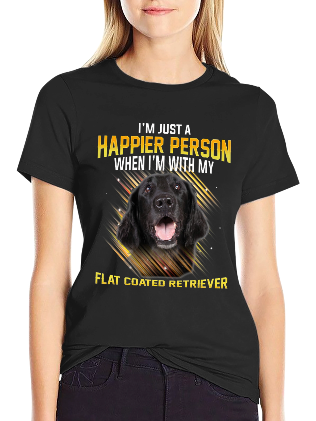 Happier Person Flat Coated Retriever Dog T-Shirt
