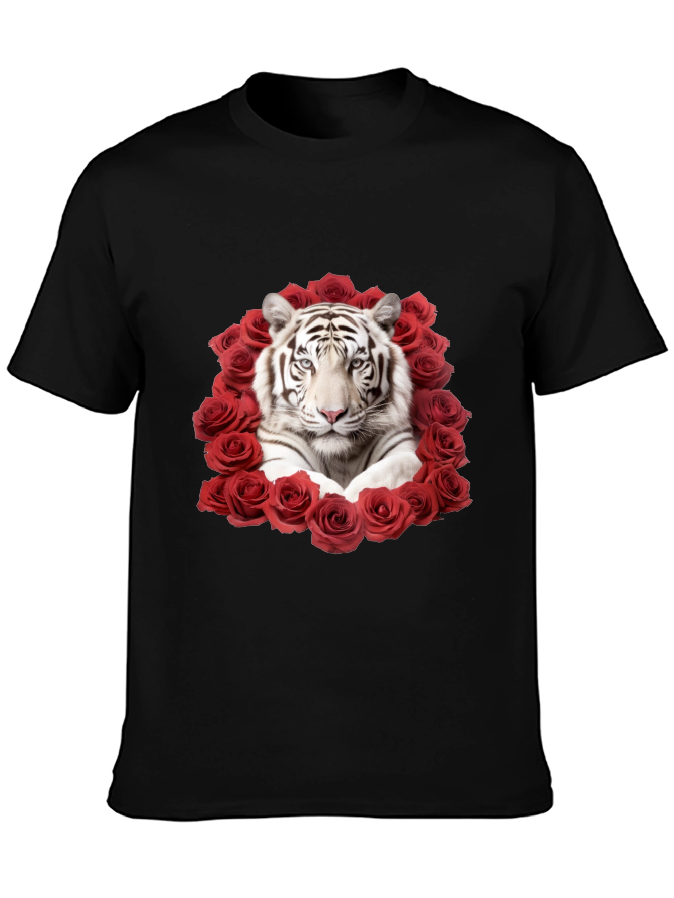 Tiger & Roses Graphic Black T-Shirt