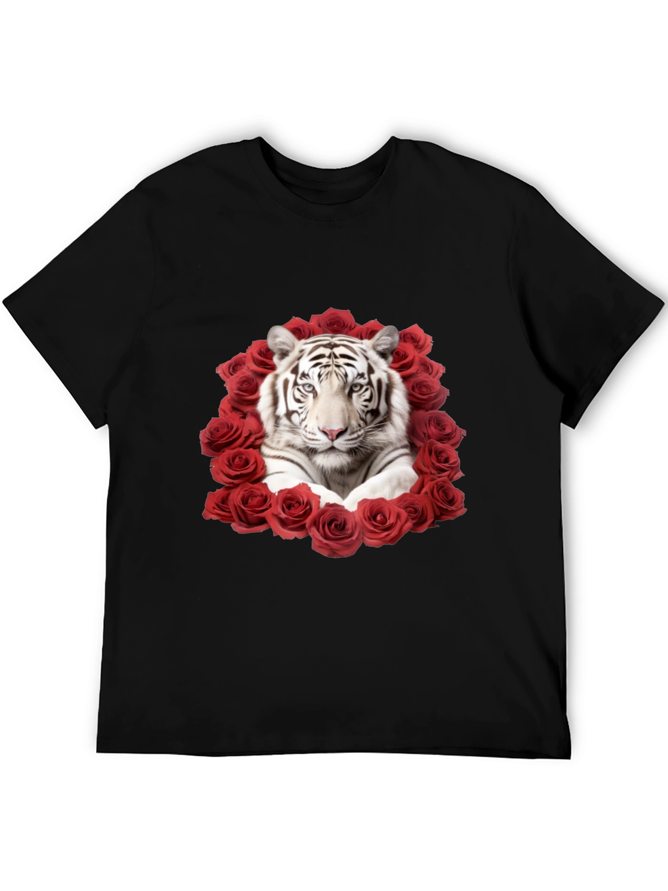 Tiger & Roses Graphic Black T-Shirt