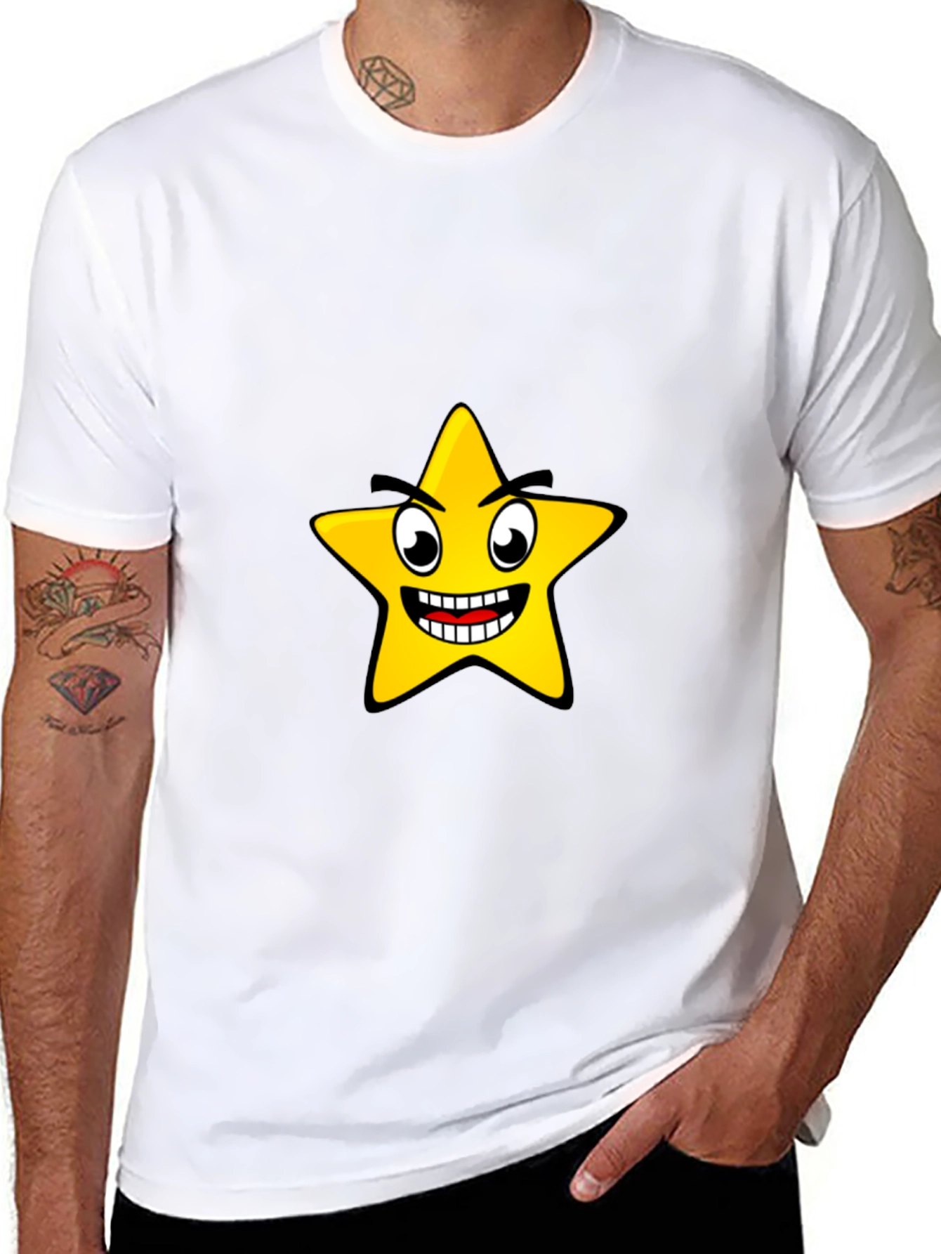 Funny Star Graphic Black T-Shirt