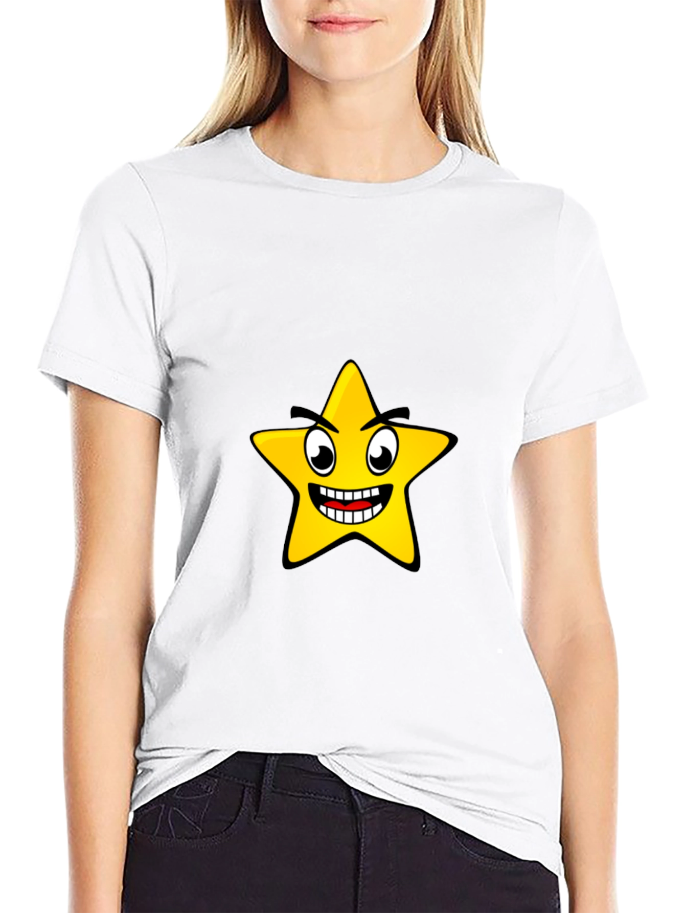 Funny Star Graphic Black T-Shirt