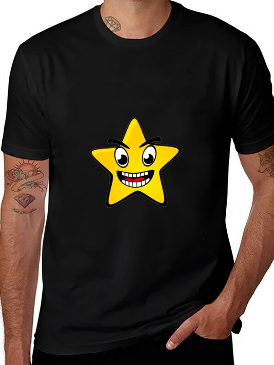 Funny Star Graphic Black T-Shirt