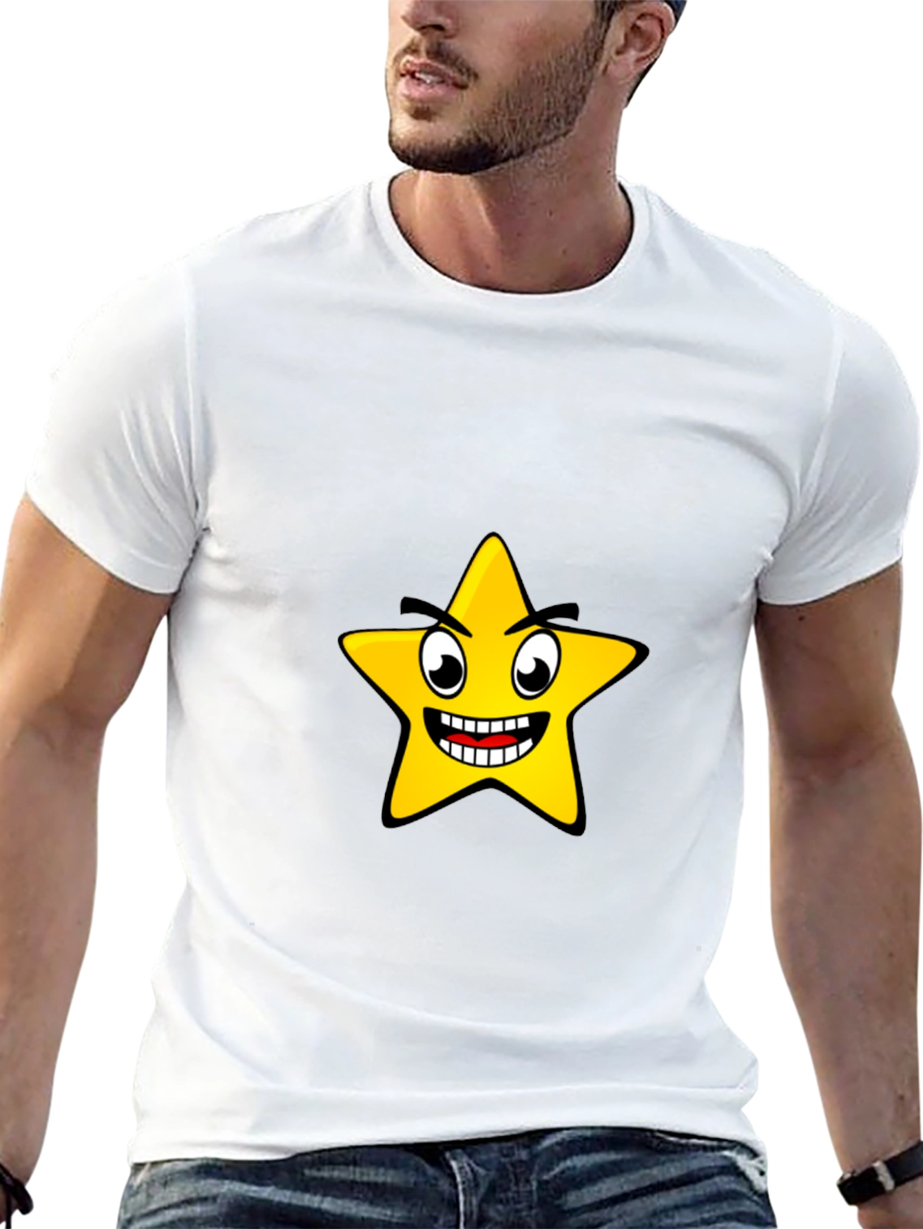 Funny Star Graphic Black T-Shirt