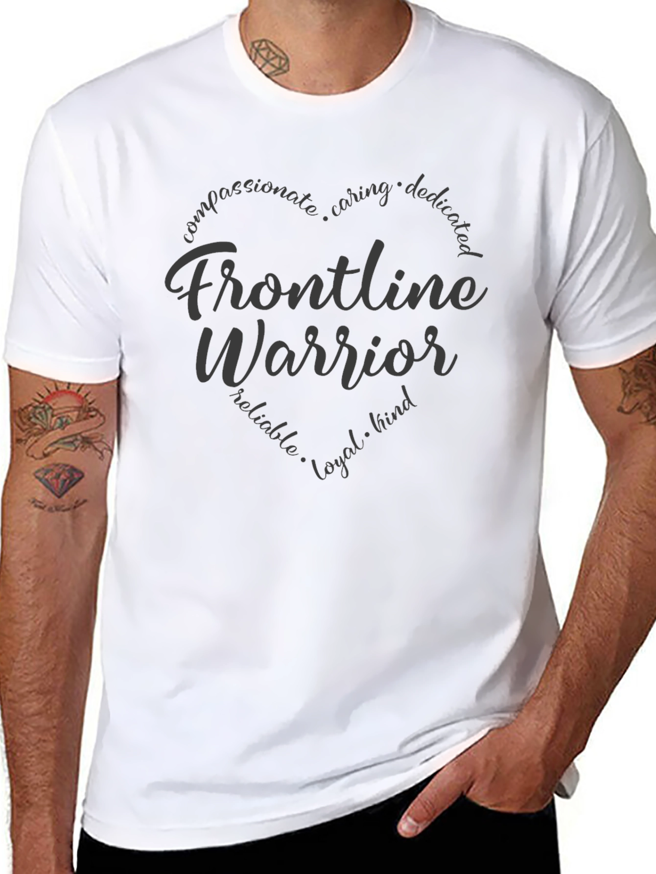 Frontline Warrior Heart T-Shirt - Caring & Dedicated
