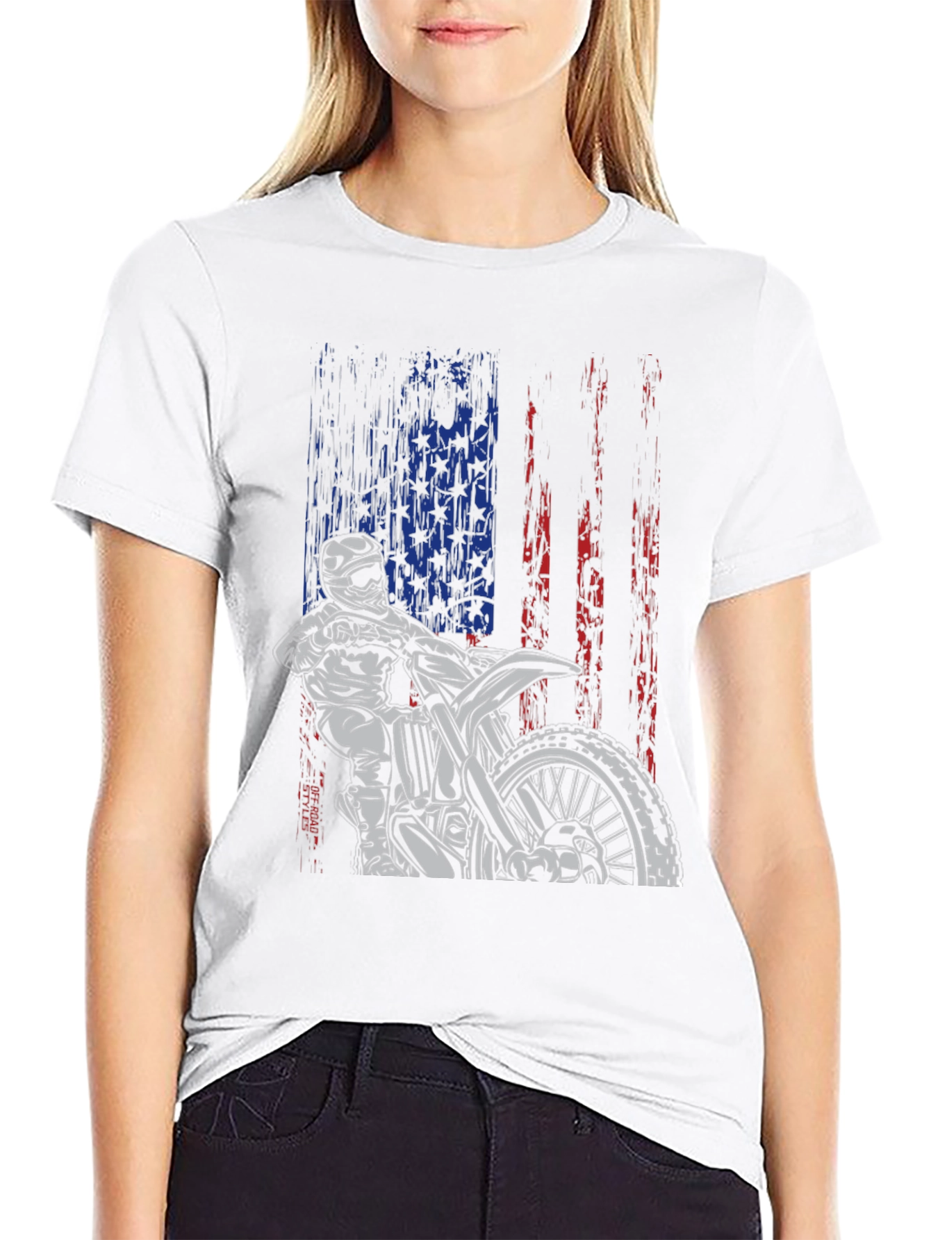 Motocross American Flag Graphic Tee