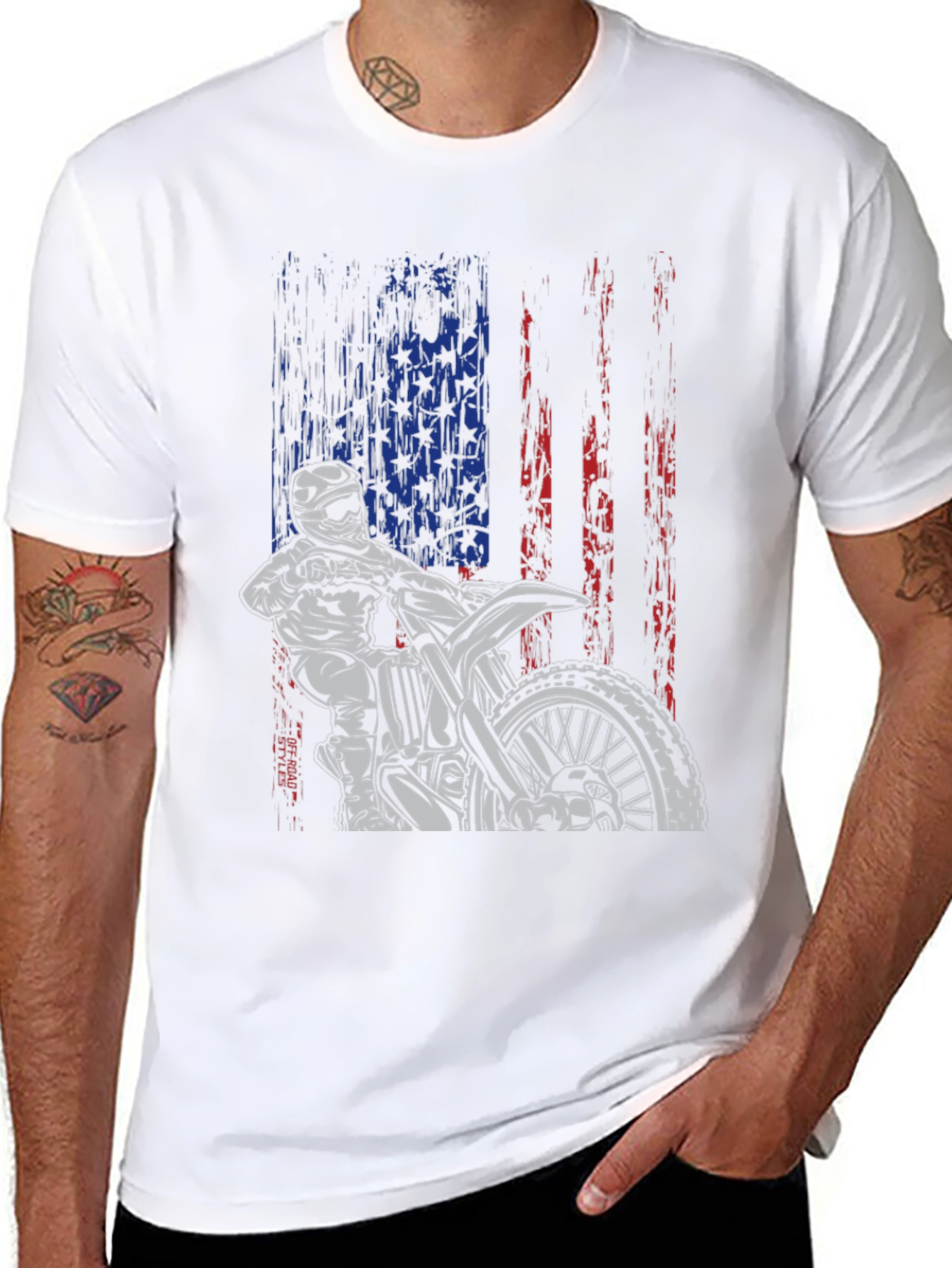 Motocross American Flag Graphic Tee
