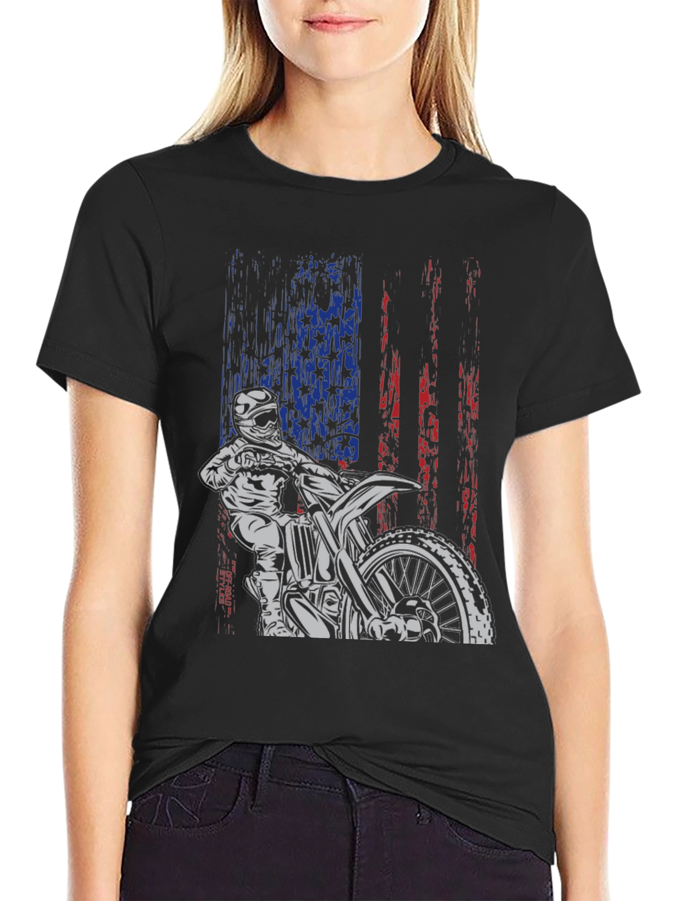 Motocross American Flag Graphic Tee