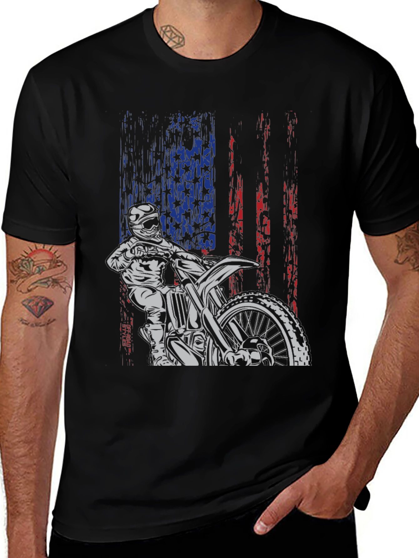 Motocross American Flag Graphic Tee