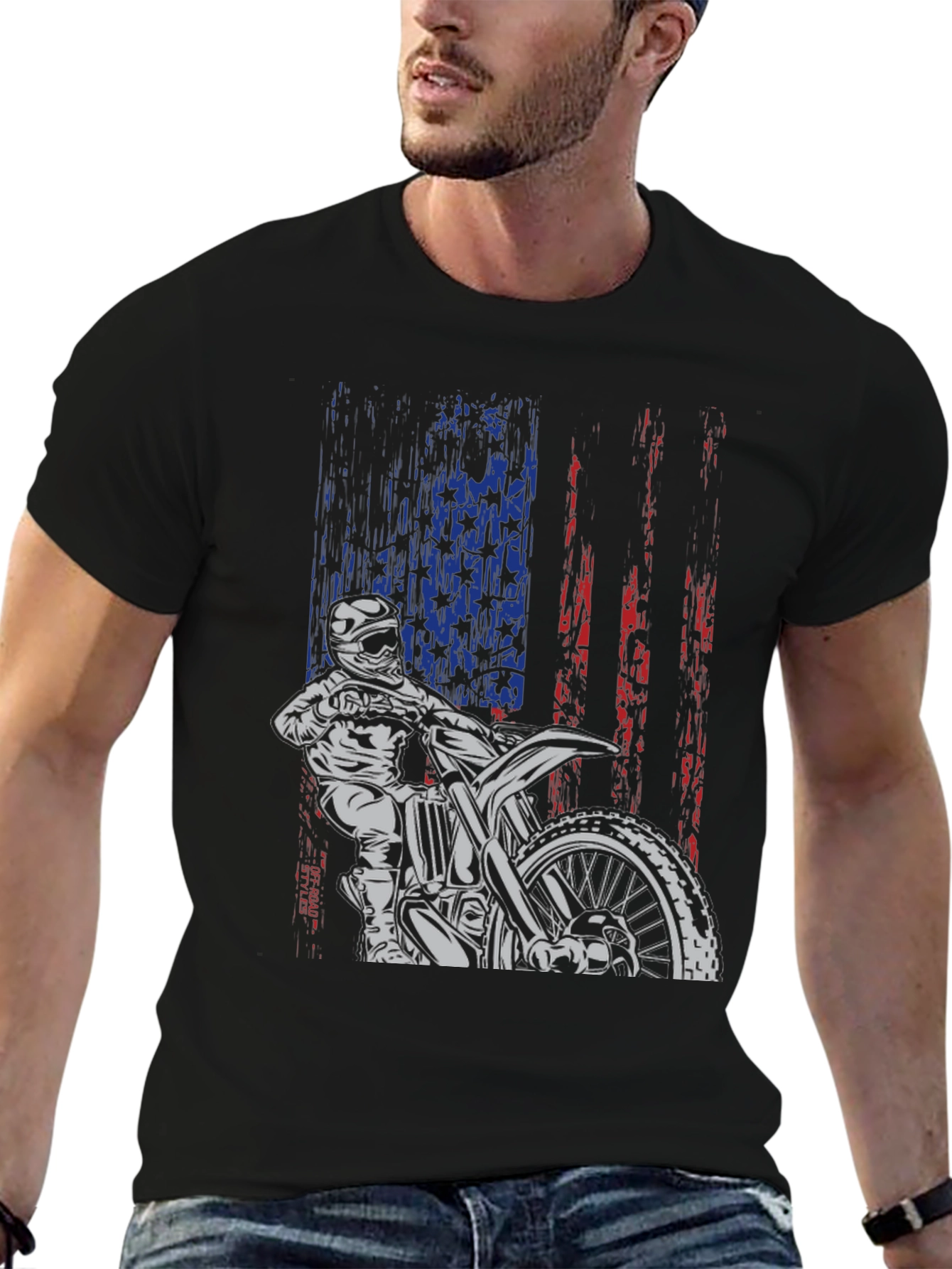 Motocross American Flag Graphic Tee