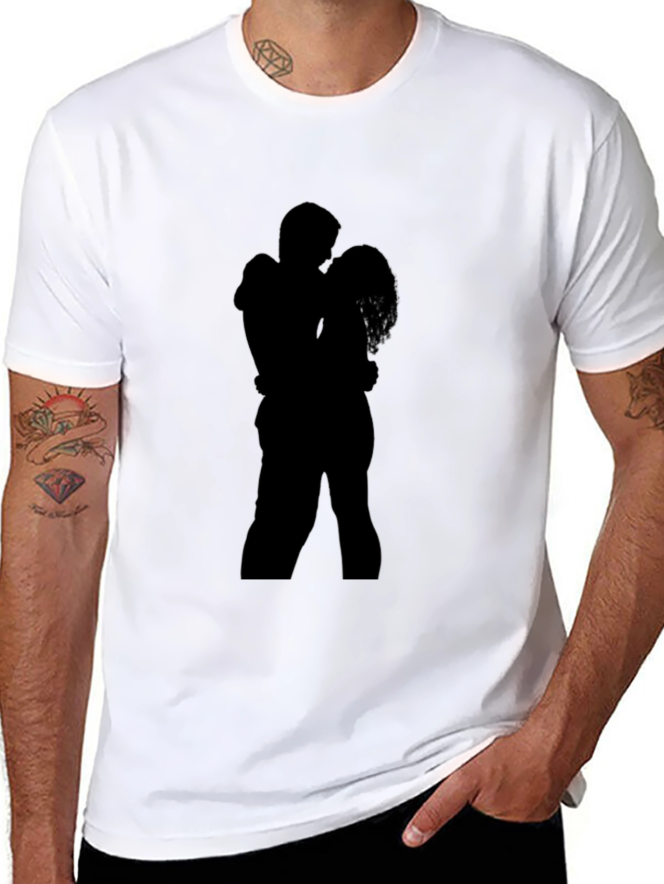 Silhouette Embrace T-Shirt - Romantic Design