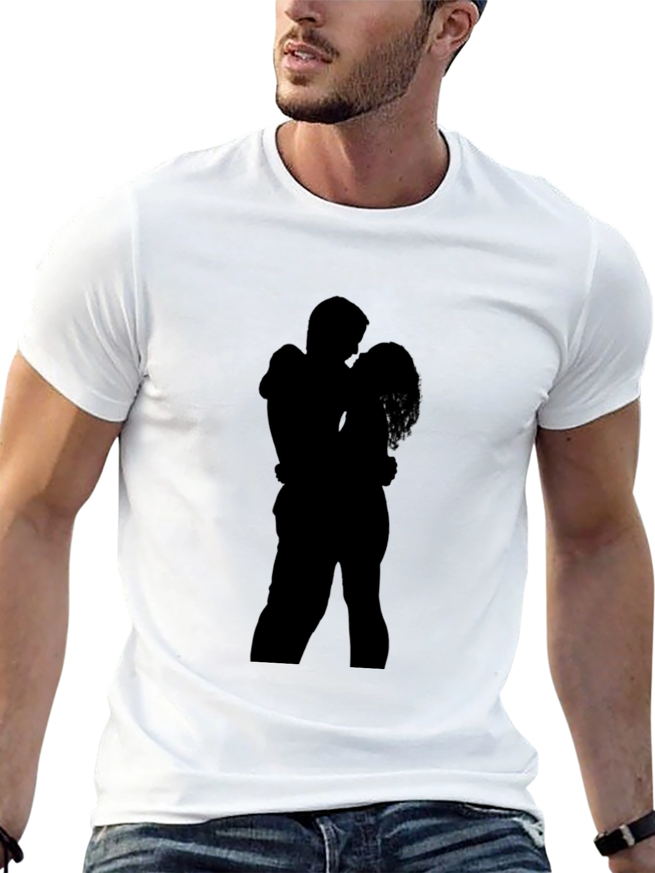Silhouette Embrace T-Shirt - Romantic Design