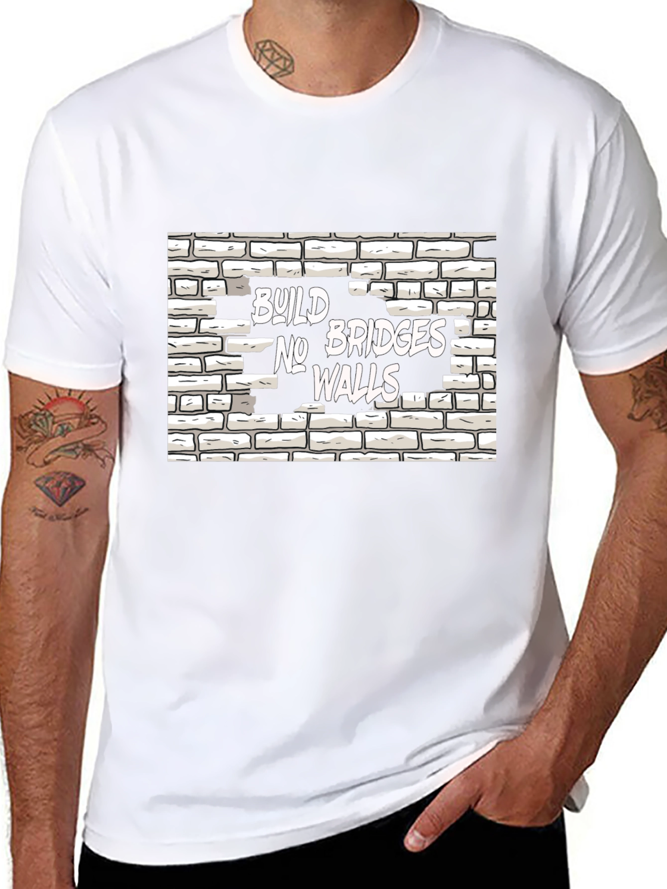 Build Bridges No Walls Graphic Tee