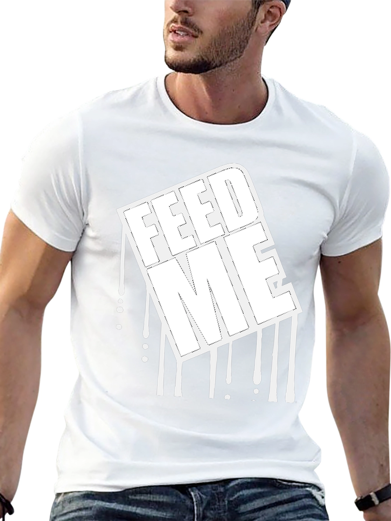 Feed Me Graphic Print Black T-Shirt