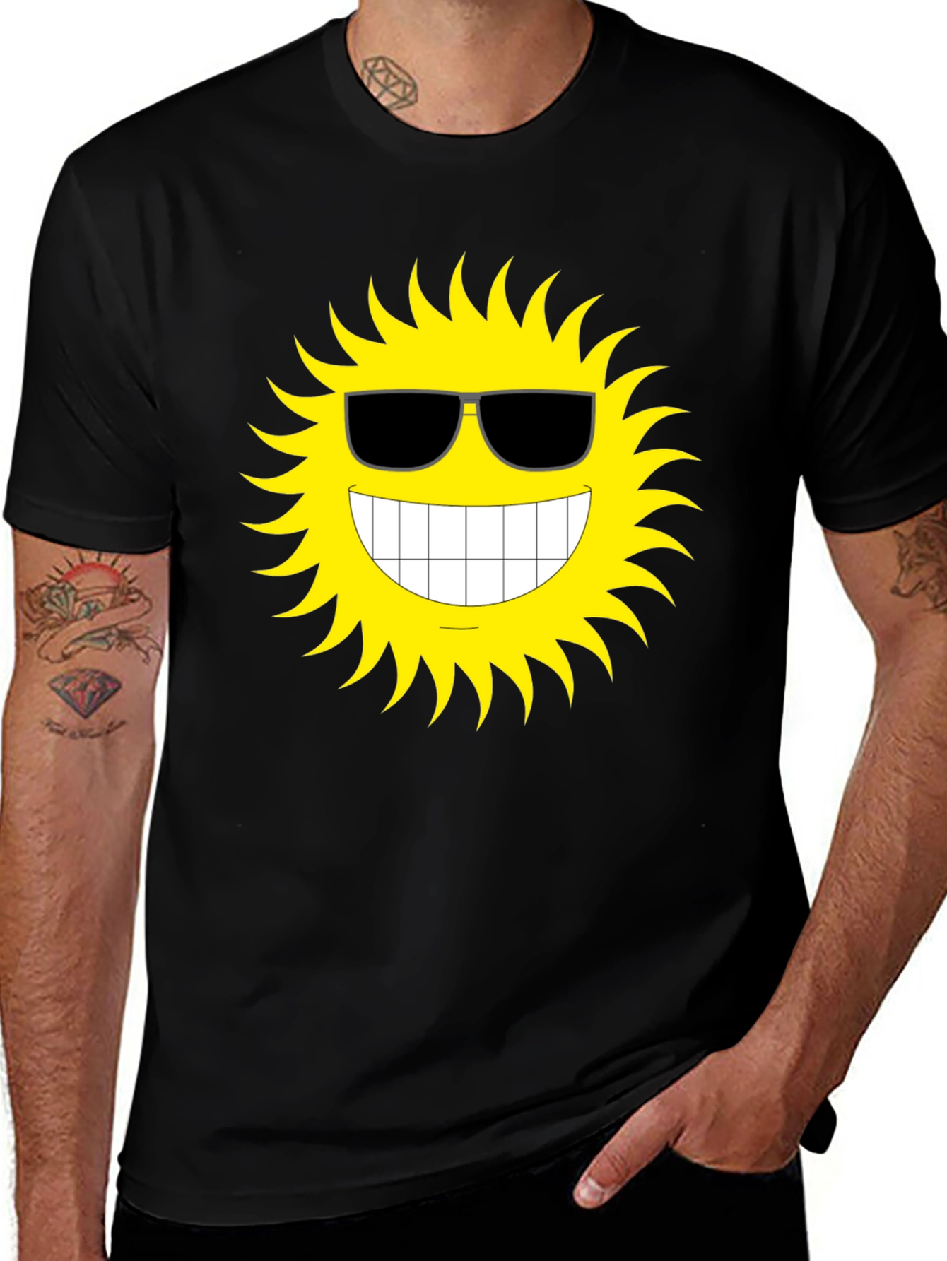 Cool Sun Graphic T-Shirt - Black Cotton Tee