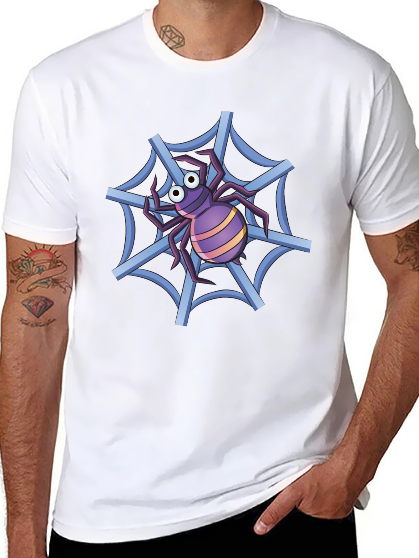 Spider Web T-Shirt - Cartoon Graphic Tee