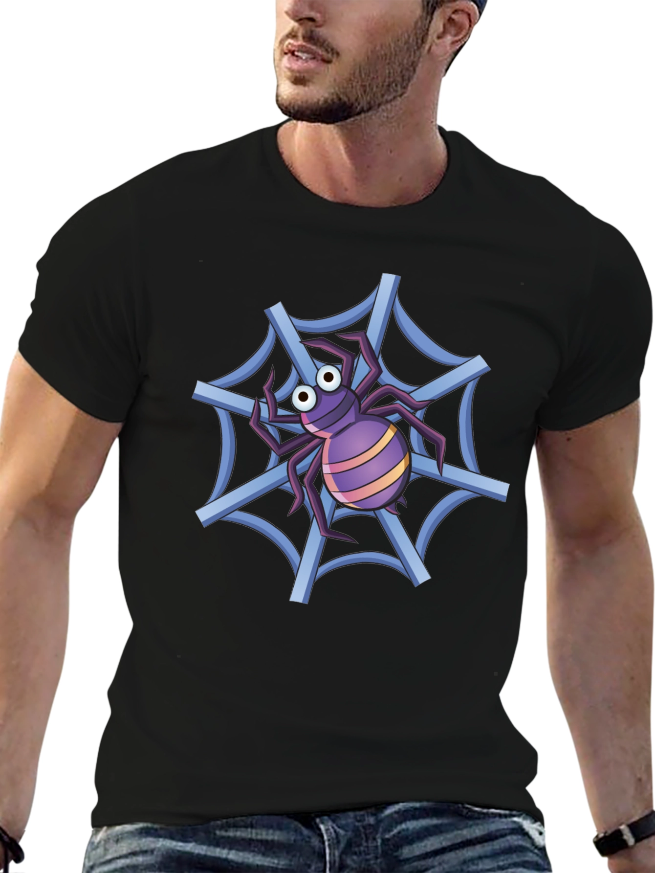 Spider Web T-Shirt - Cartoon Graphic Tee
