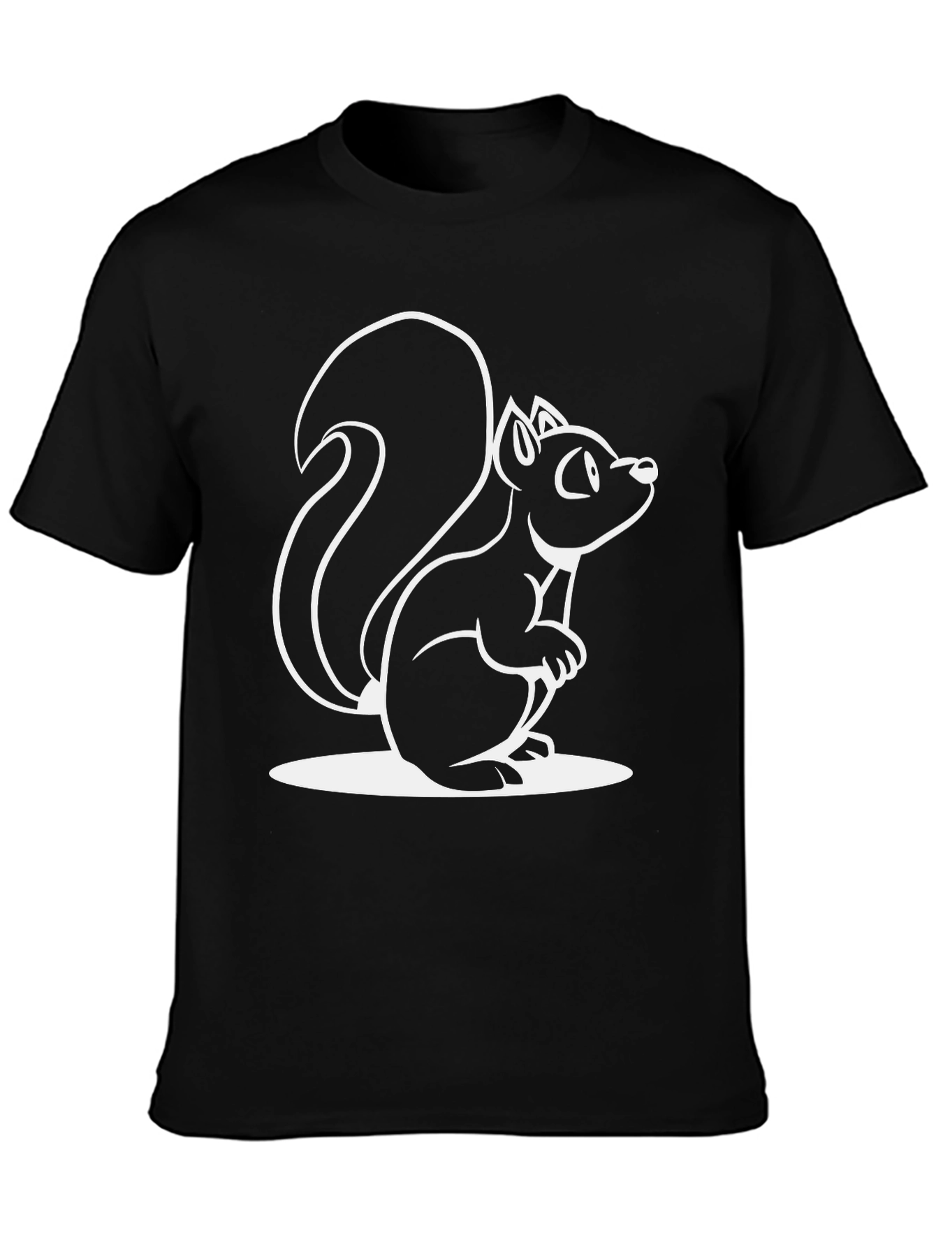 Squirrel Graphic Tee - Black Cotton Blend T-Shirt