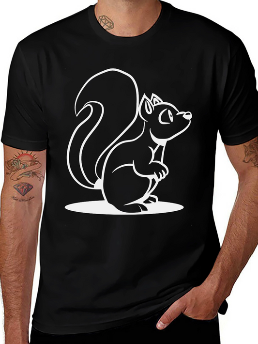 Squirrel Graphic Tee - Black Cotton Blend T-Shirt