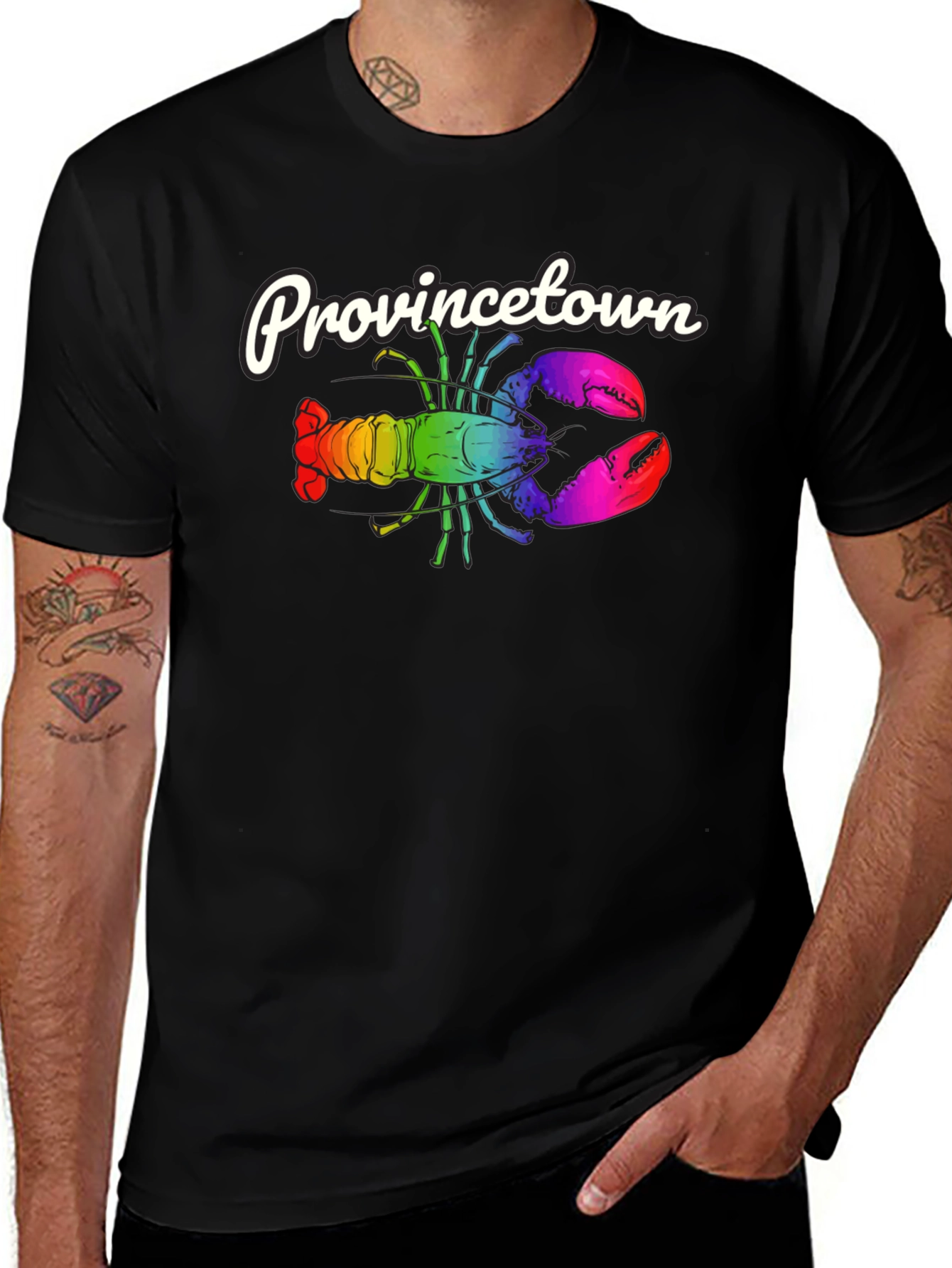 Provincetown Rainbow Lobster Graphic Tee