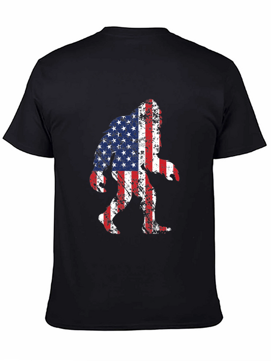 American Flag Bigfoot T-Shirt - Patriotic Sasquatch Tee