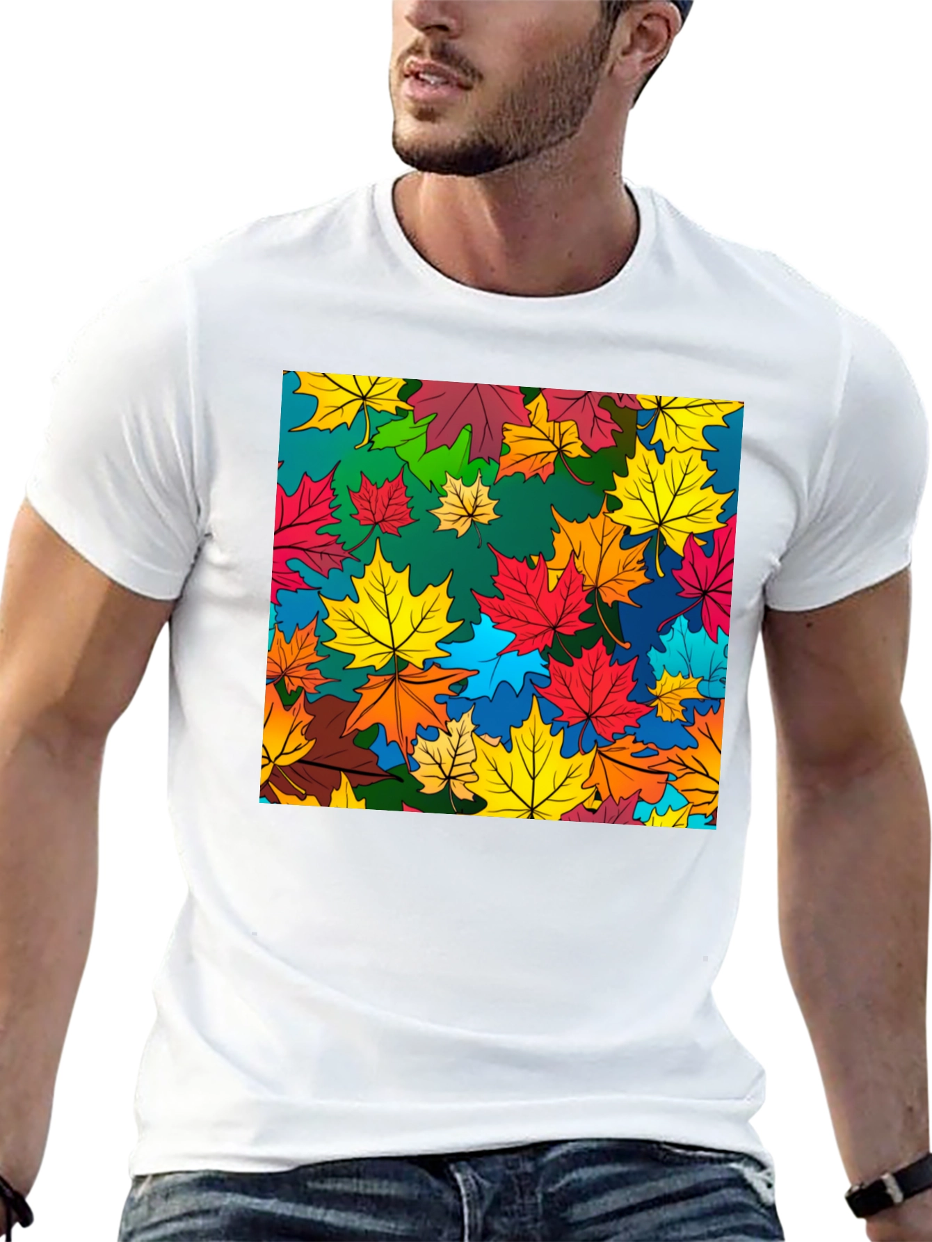 Autumn Leaves Graphic Tee - Stylish Nature Design