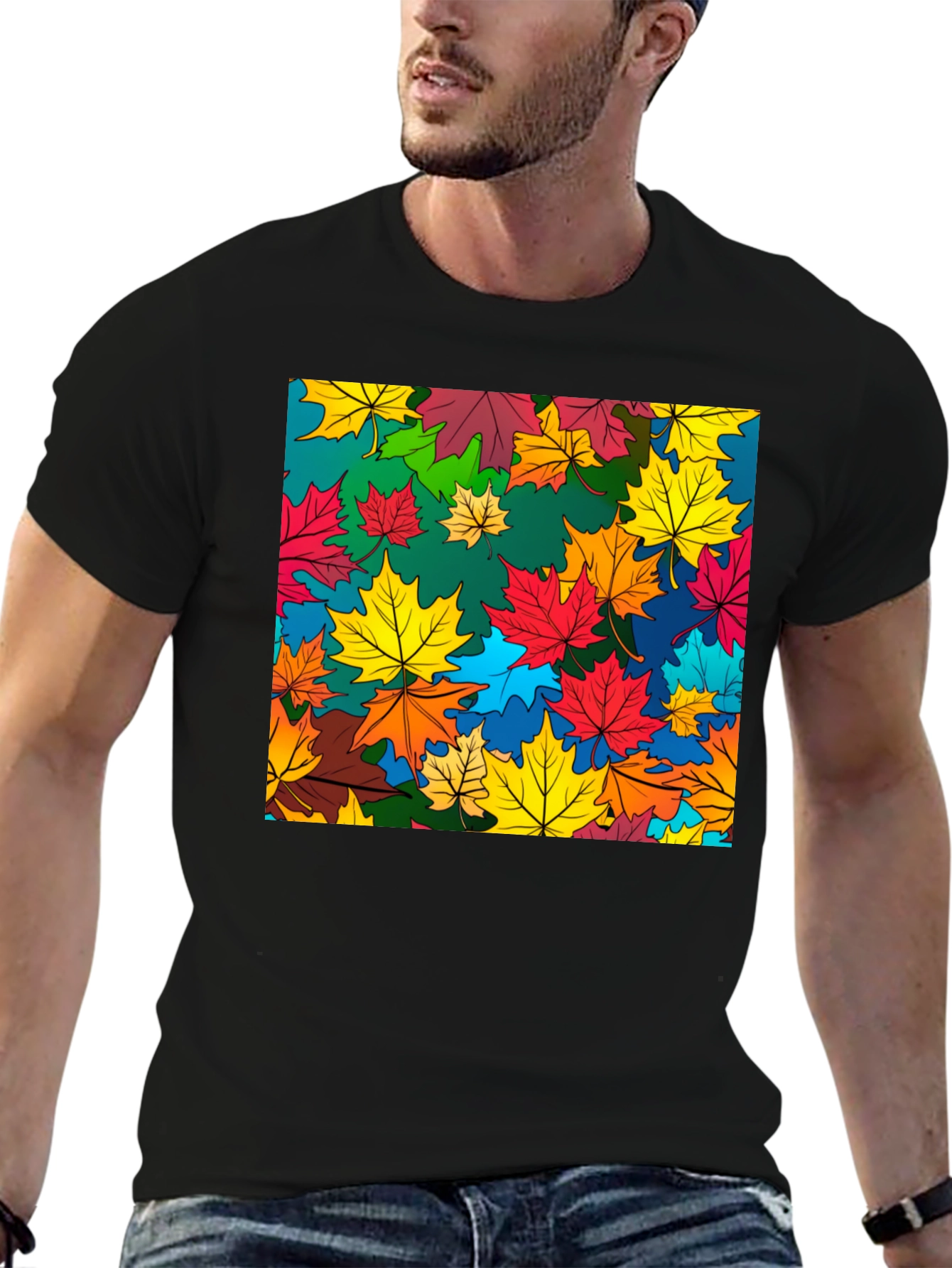 Autumn Leaves Graphic Tee - Stylish Nature Design