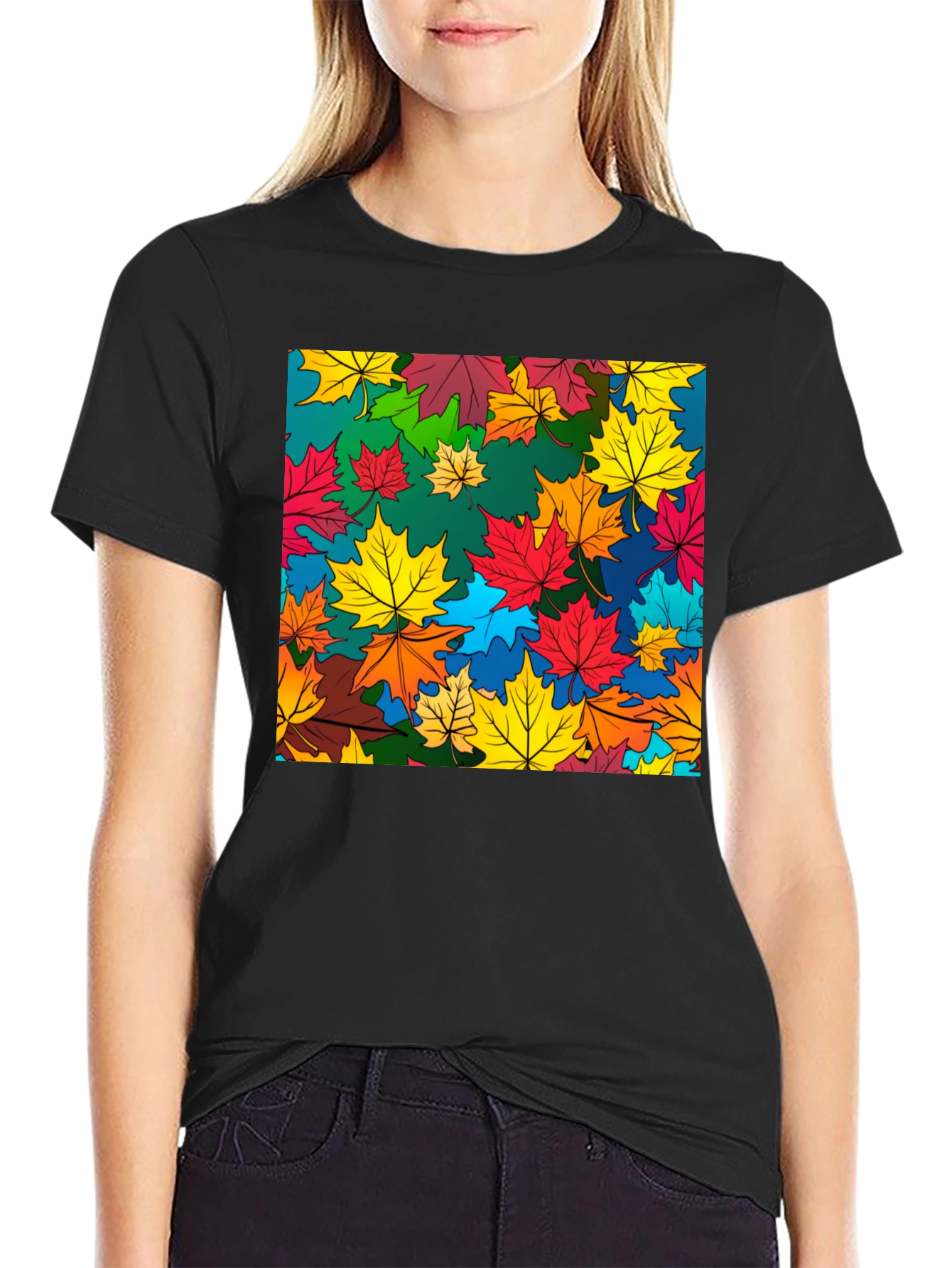 Autumn Leaves Graphic Tee - Stylish Nature Design