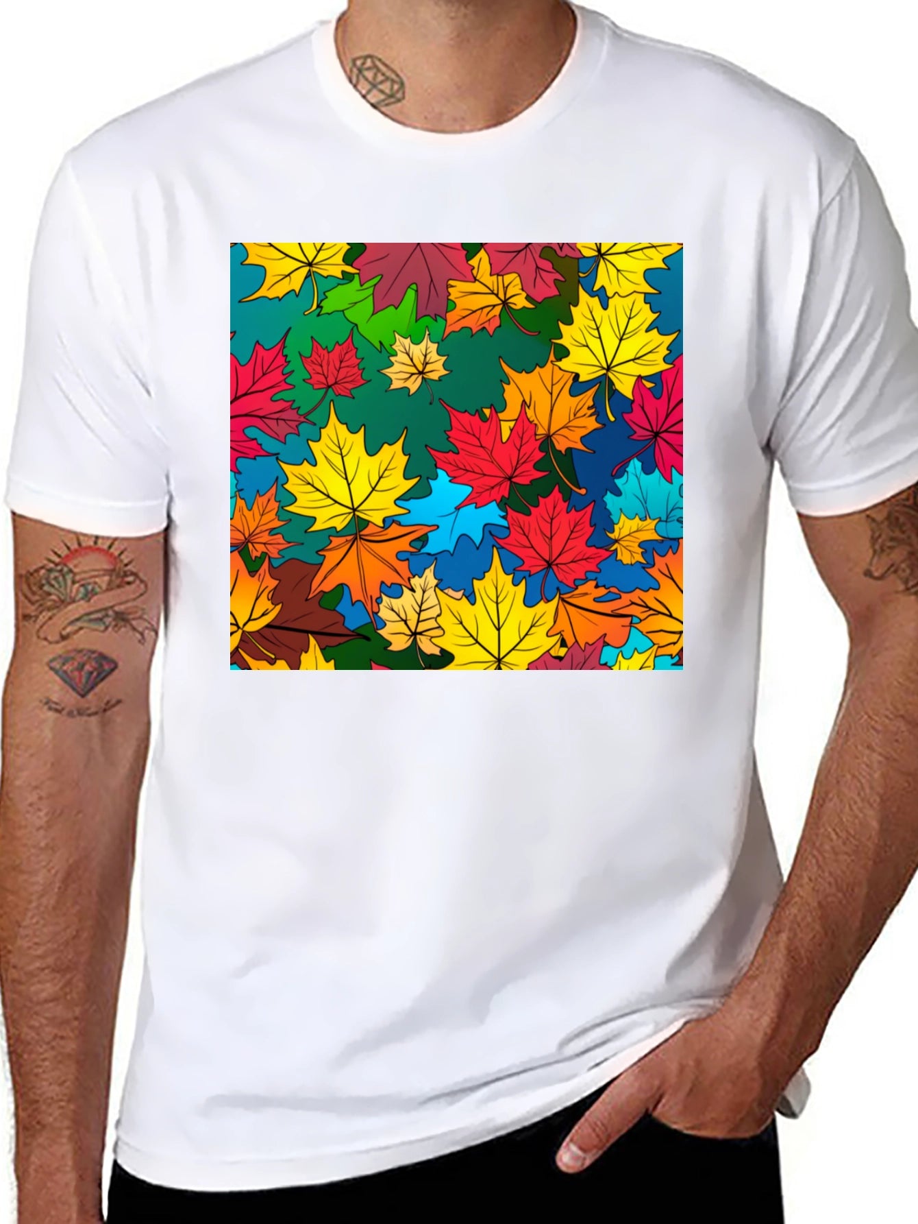 Autumn Leaves Graphic Tee - Stylish Nature Design