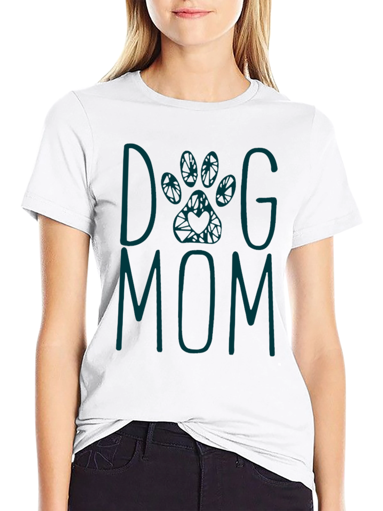 Dog Mom Graphic Tee - Teal Print