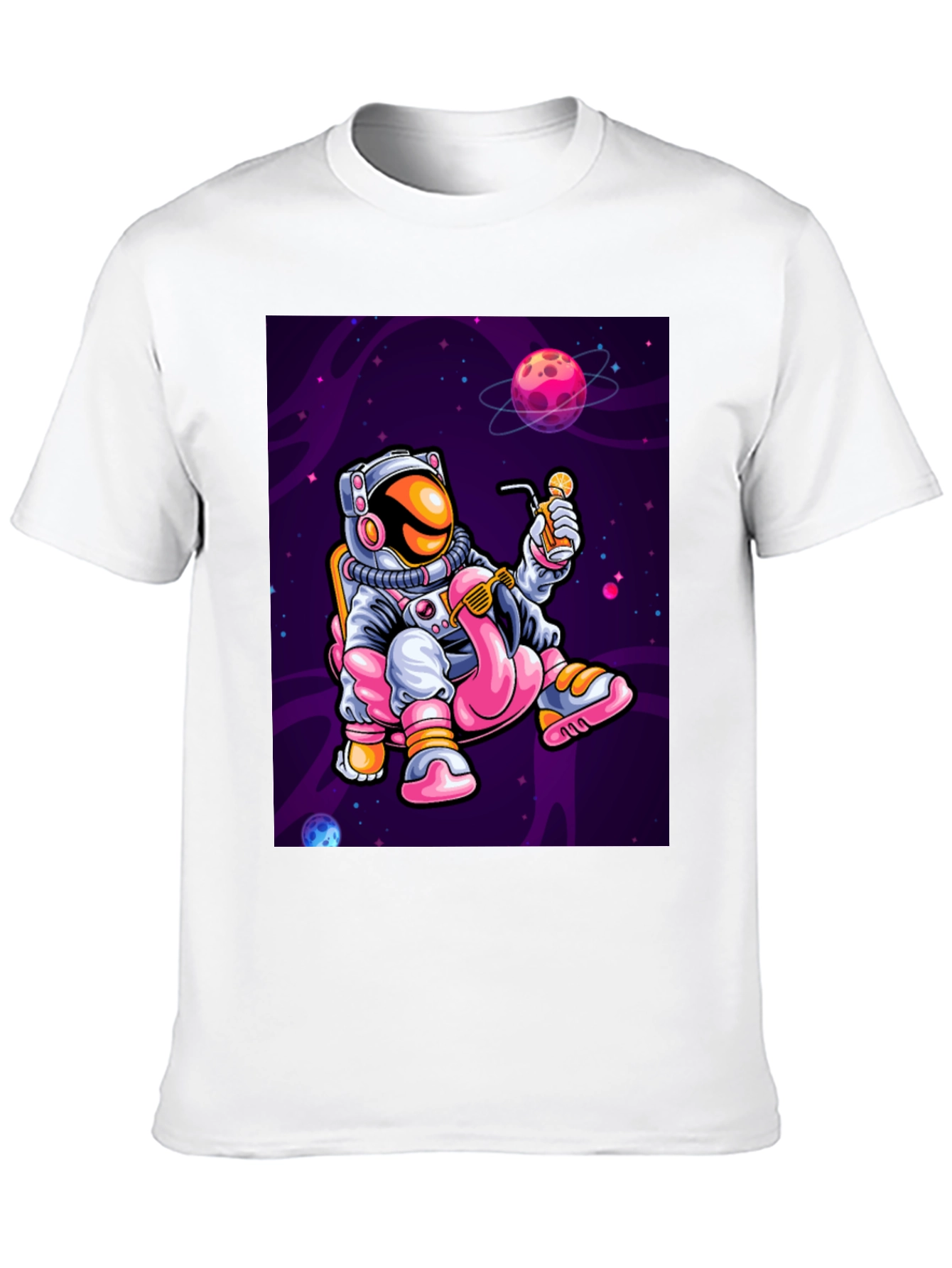 Astronaut Flamingo Sipping T-Shirt