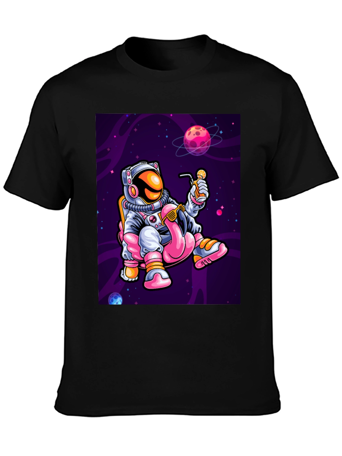 Astronaut Flamingo Sipping T-Shirt