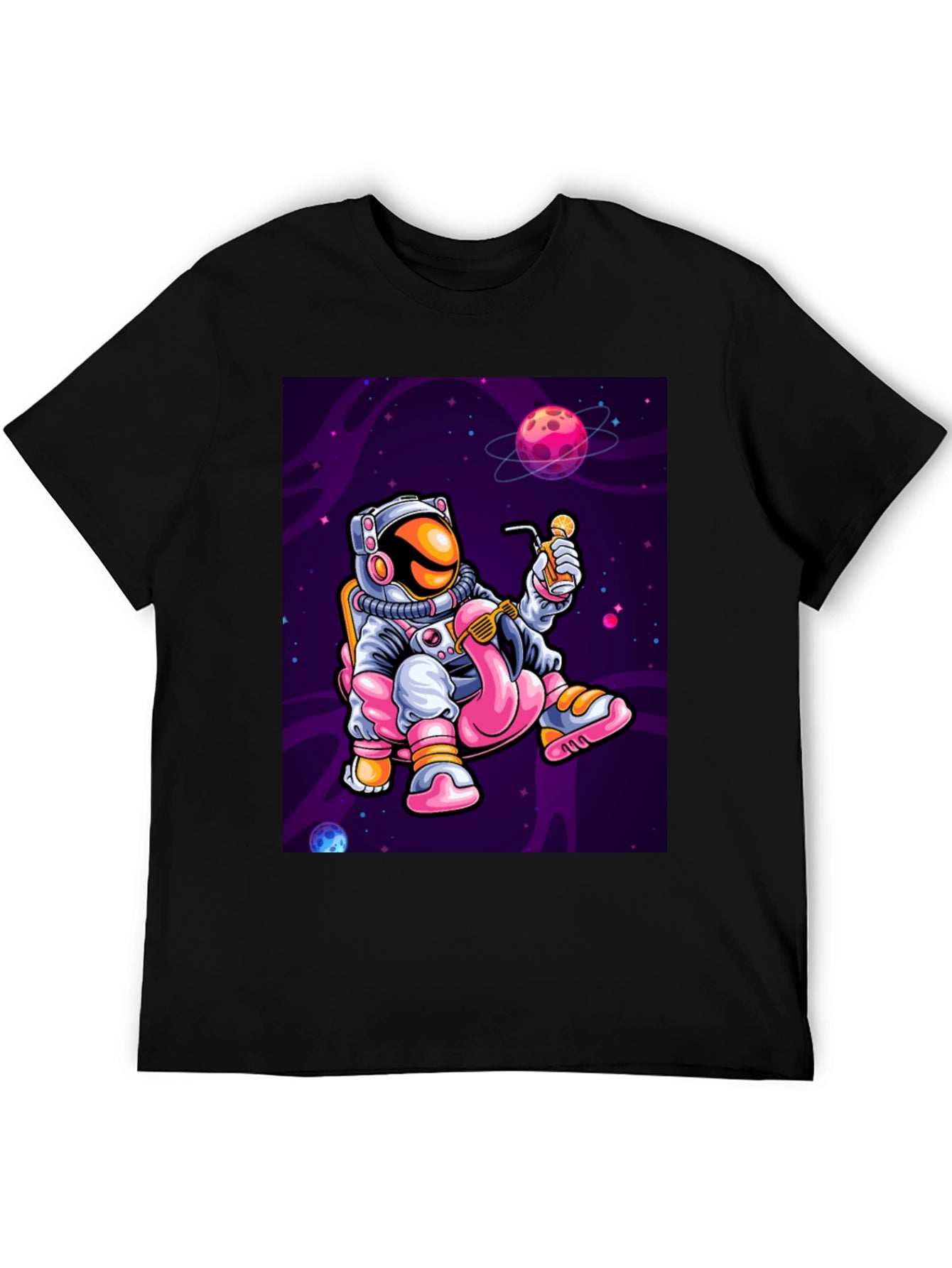 Astronaut Flamingo Sipping T-Shirt