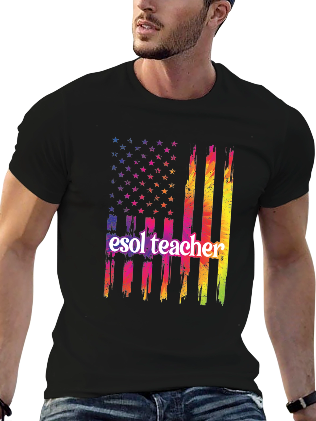 ESOL Teacher Patriotic Flag T-Shirt