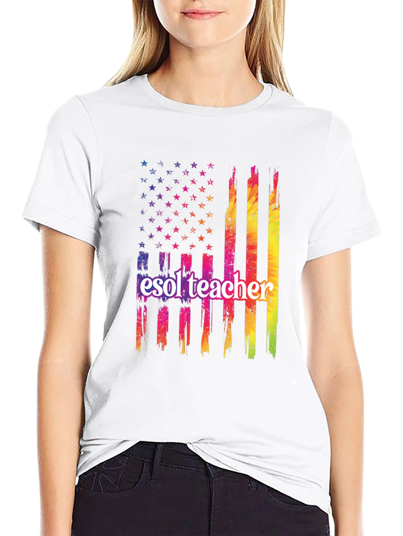 ESOL Teacher Patriotic Flag T-Shirt