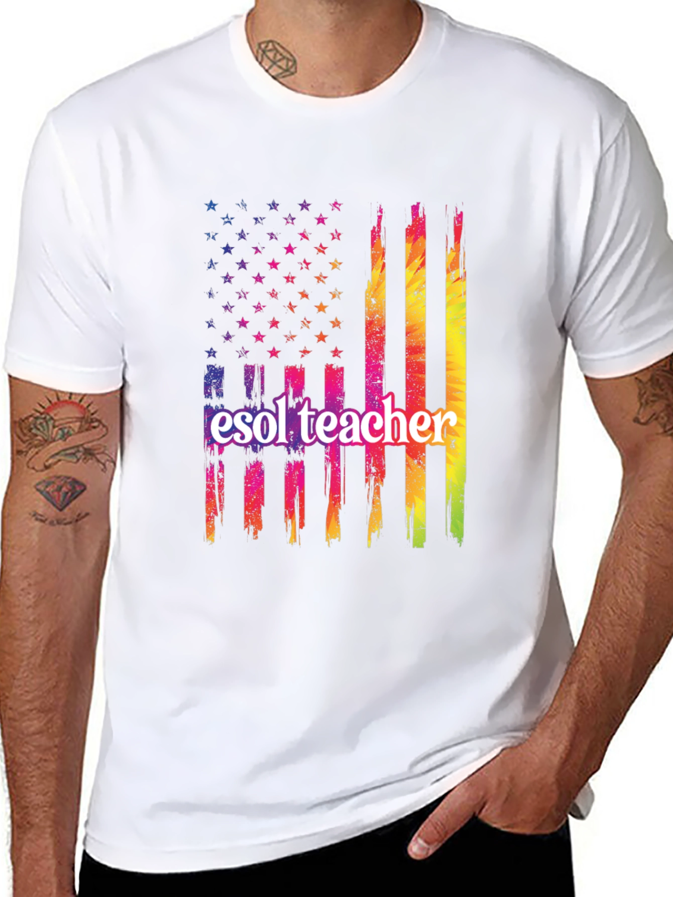 ESOL Teacher Patriotic Flag T-Shirt