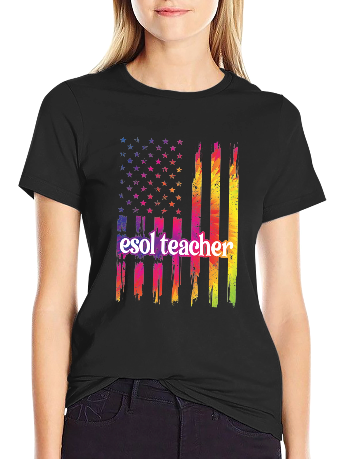 ESOL Teacher Patriotic Flag T-Shirt