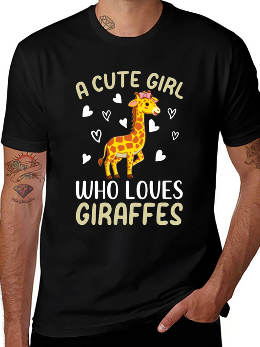 Cute Giraffe Lover T-Shirt - A Cute Girl Who Loves Giraffes