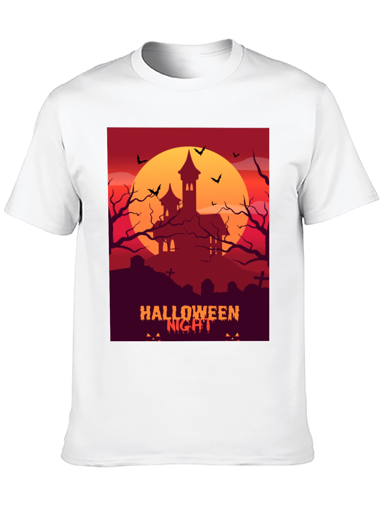 Halloween Night T-Shirt: Spooky Haunted House Design