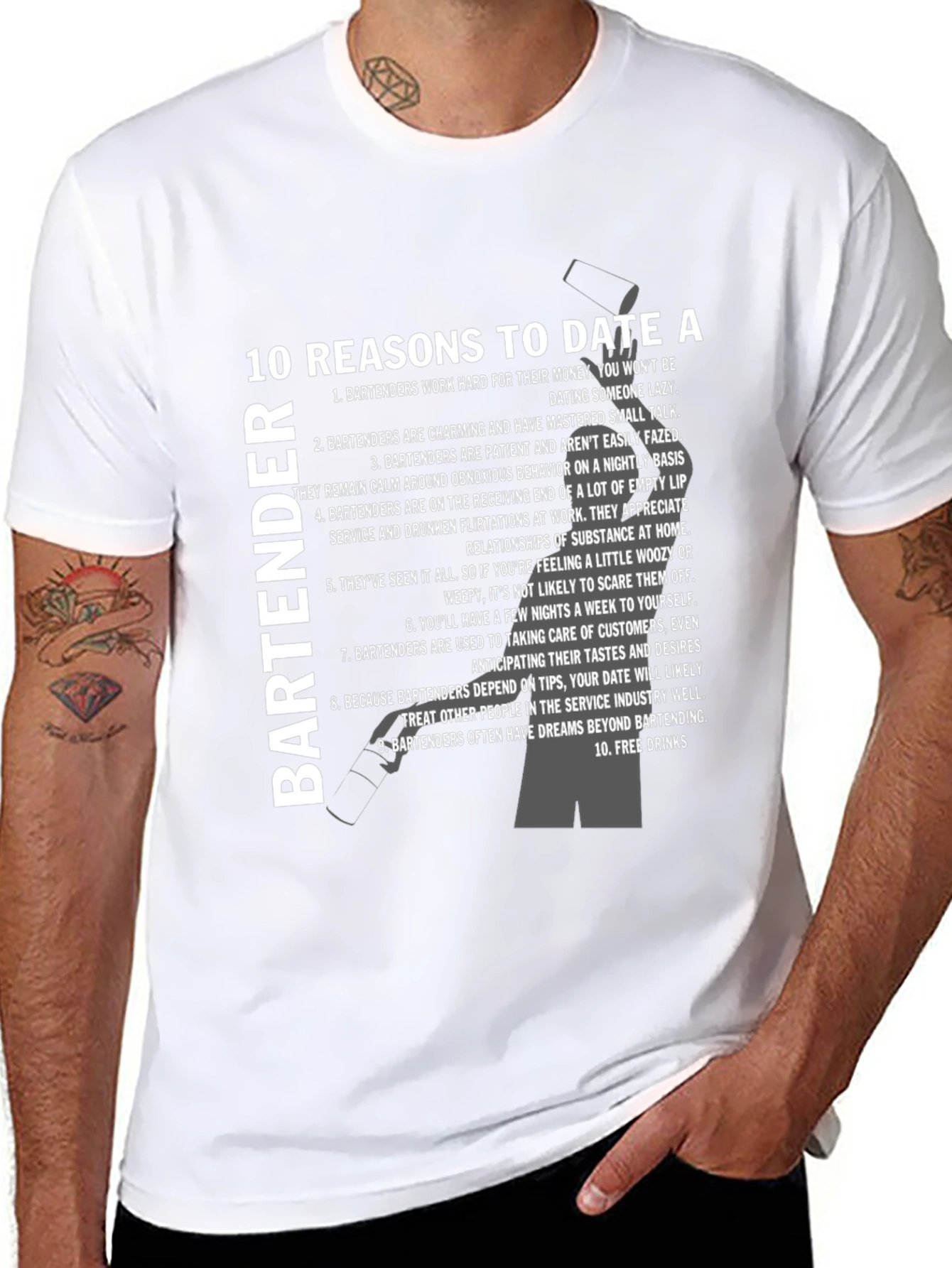 10 Reasons to Date a Bartender T-Shirt - Black