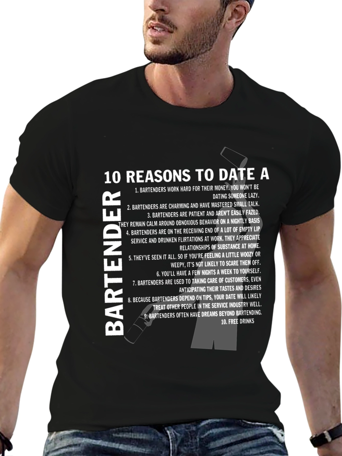10 Reasons to Date a Bartender T-Shirt - Black
