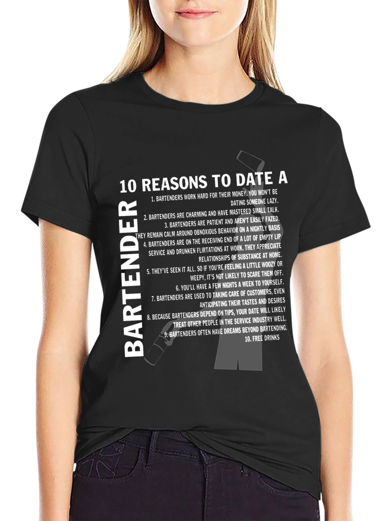 10 Reasons to Date a Bartender T-Shirt - Black