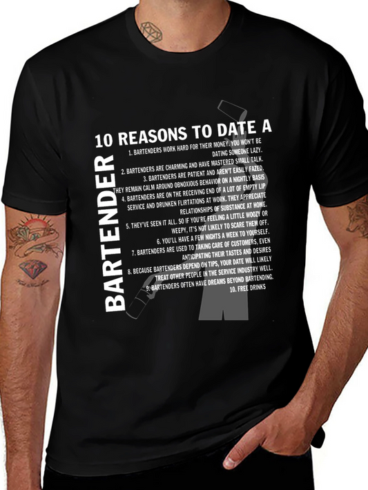 10 Reasons to Date a Bartender T-Shirt - Black