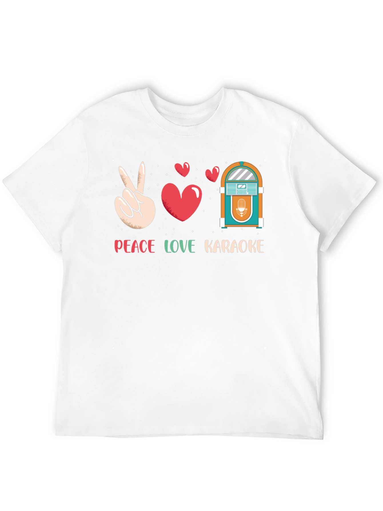 Peace Love Karaoke T-Shirt - Retro Jukebox Design