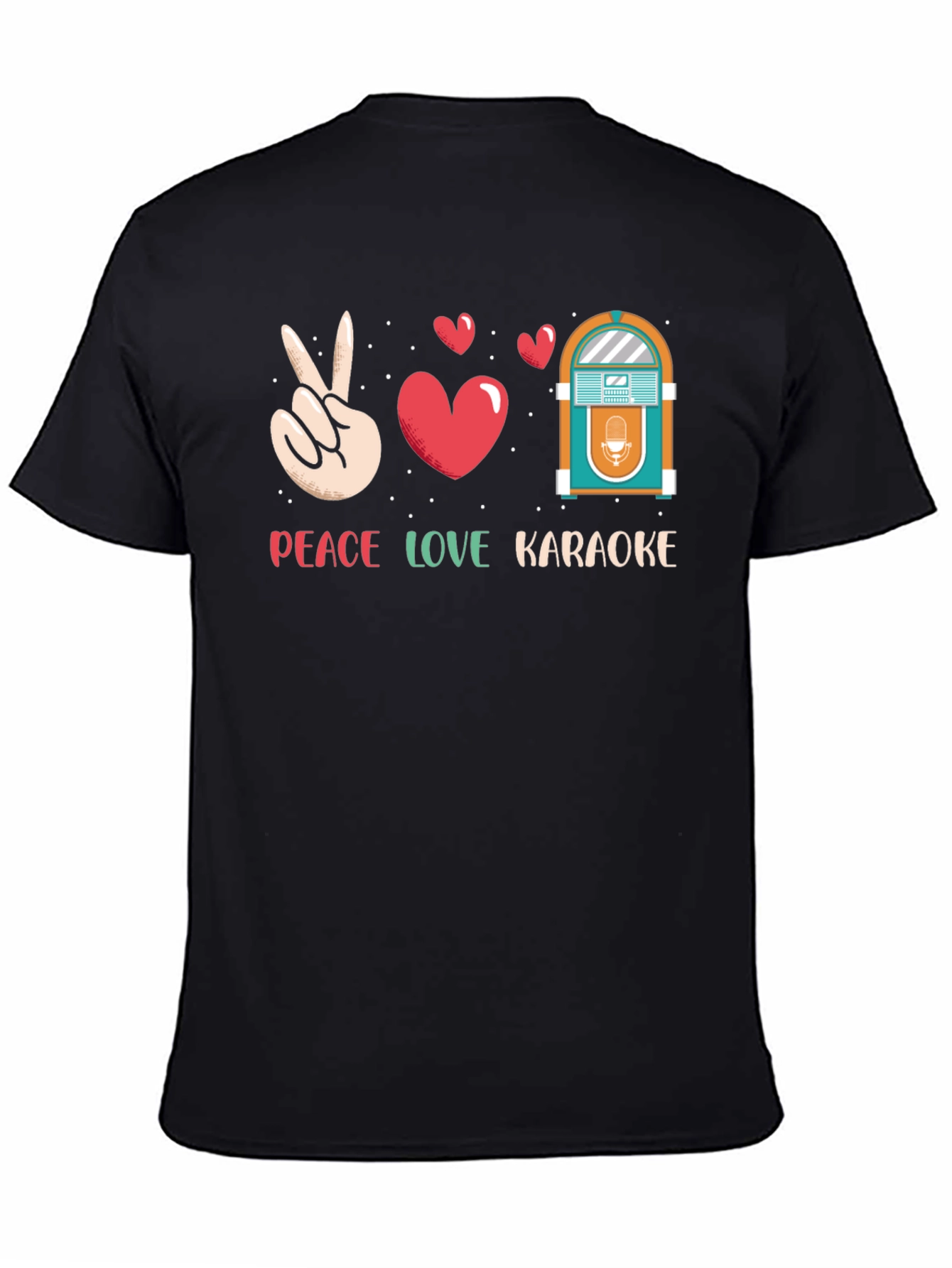 Peace Love Karaoke T-Shirt - Retro Jukebox Design