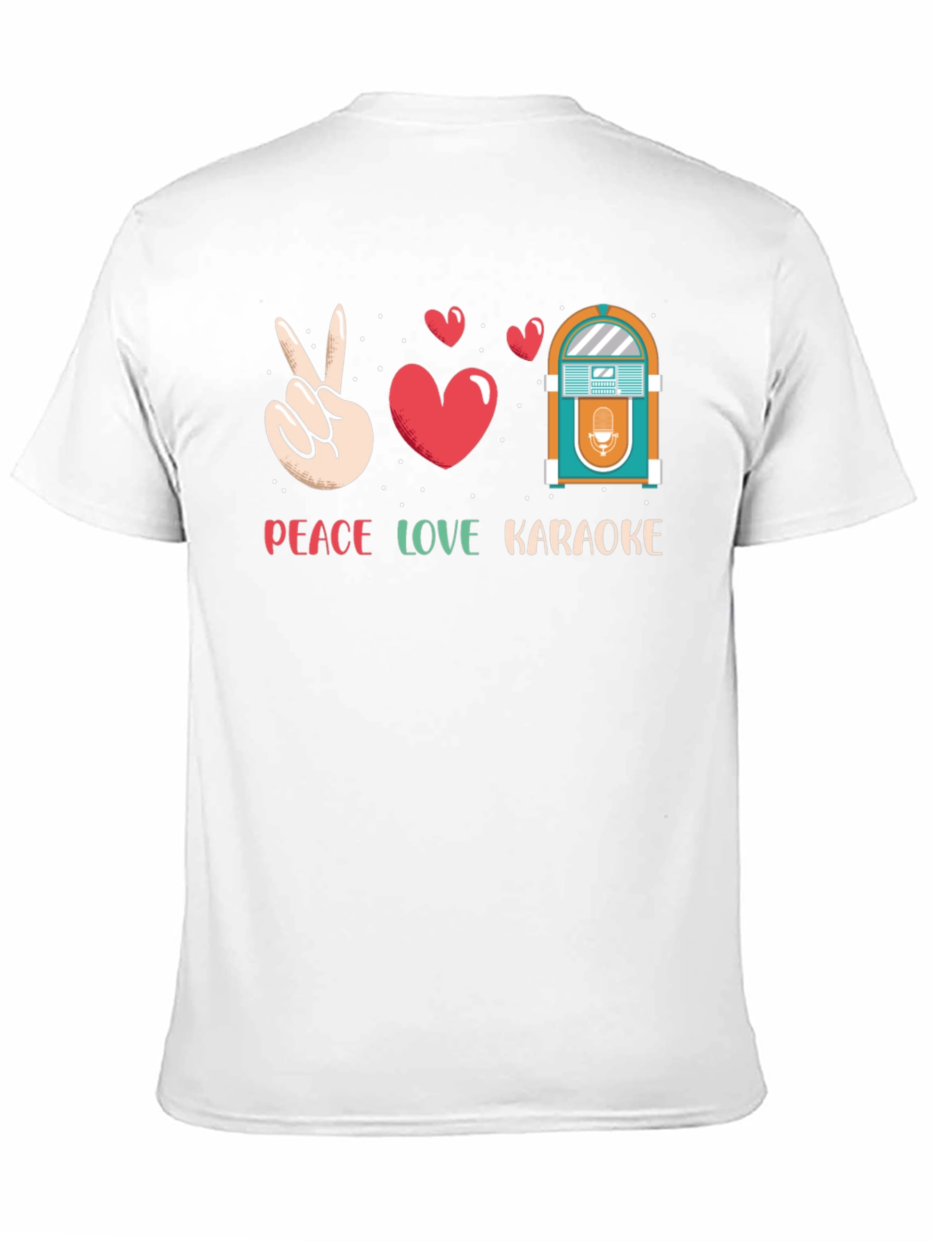 Peace Love Karaoke T-Shirt - Retro Jukebox Design