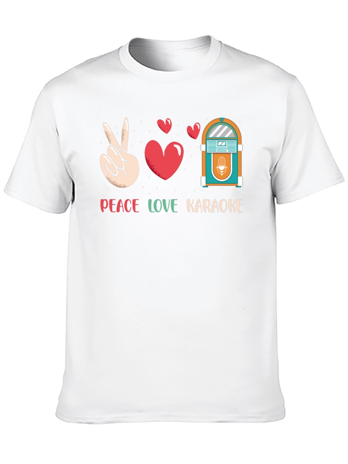 Peace Love Karaoke T-Shirt - Retro Jukebox Design