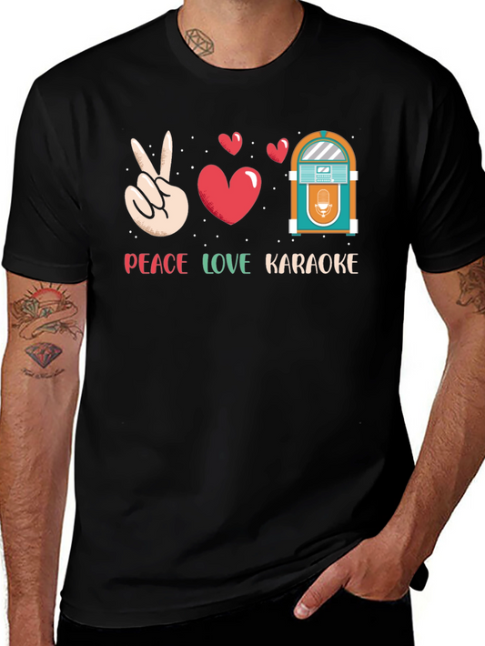 Peace Love Karaoke T-Shirt - Retro Jukebox Design