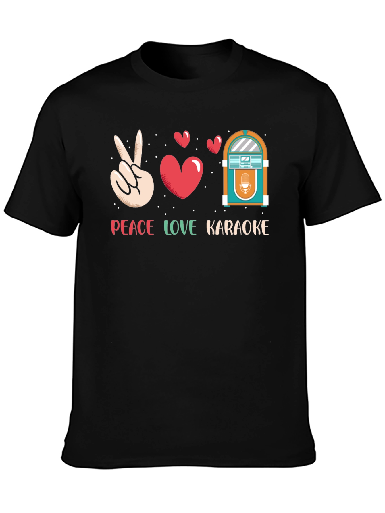 Peace Love Karaoke T-Shirt - Retro Jukebox Design